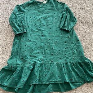 Girls Free Assembly Emerald Green Star Patterned Dress